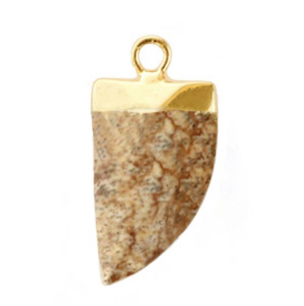 Natuursteen hanger tooth pacini brown - gold