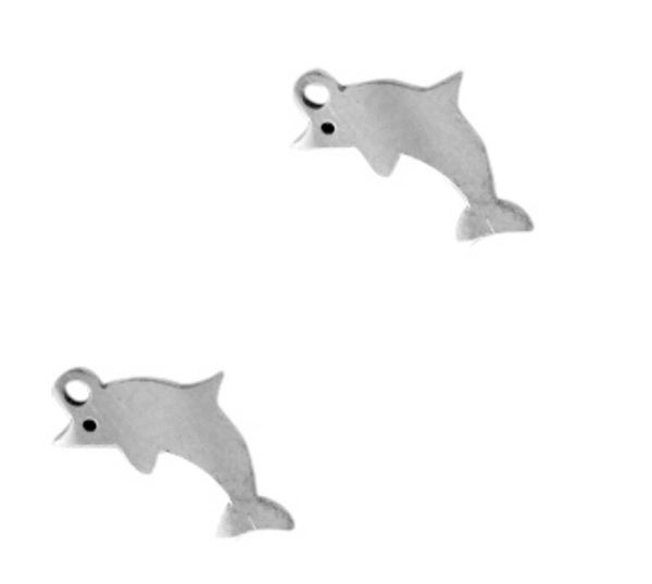 Stainless steel bedel dolfijn zilver