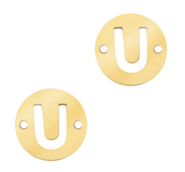 Stainless steel initial coin 10mm U goud