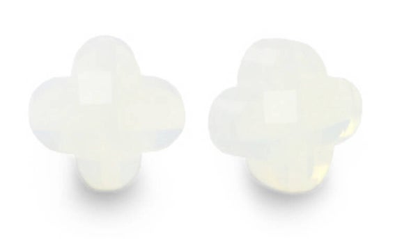 Facet kralen klaver milky white