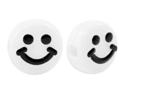 Acryl letterkralen smiley black - white