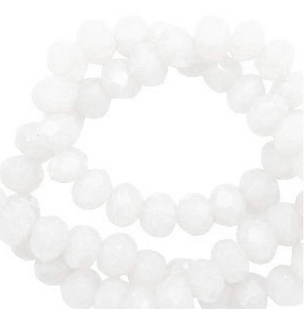 Facet kralen 8x6mm brilliant white