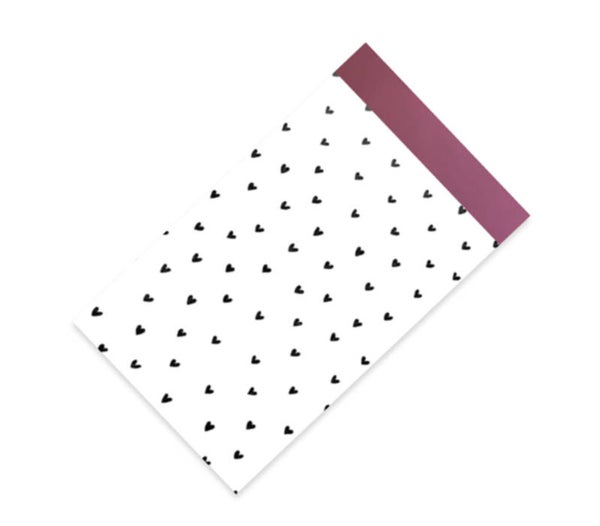 Cadeauzakjes harts bordeaux 12x19 cm. 5 stuks