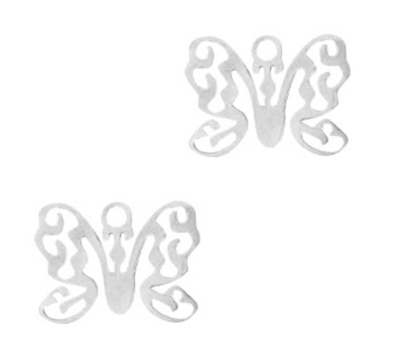 Stainless steel bedel Butterfly zilver