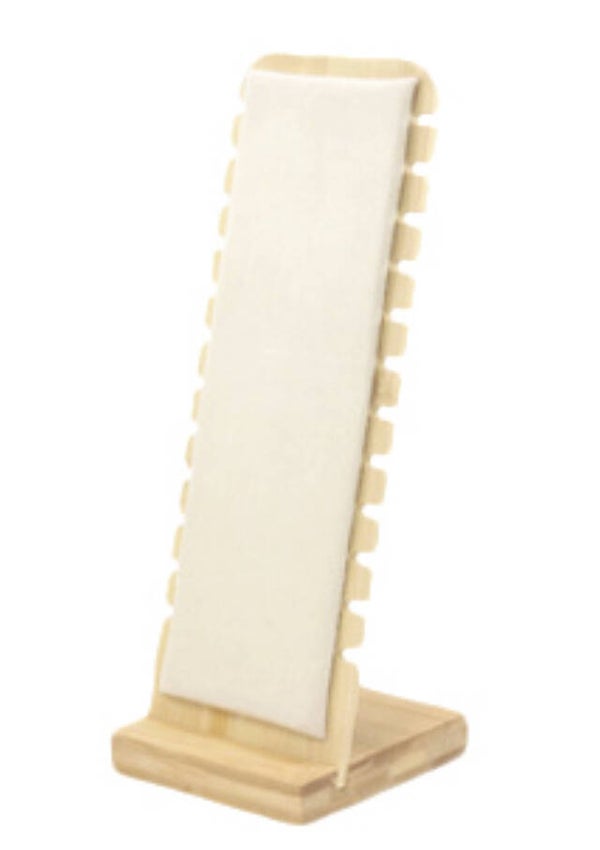 Sieraden / Armbanden display wood velvet natural white