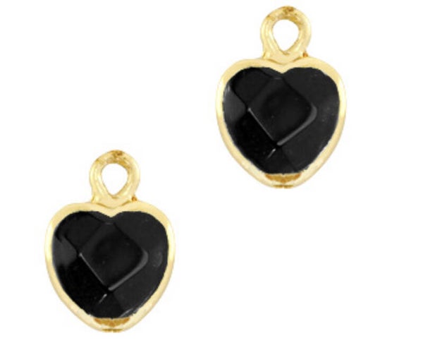Natuursteen hanger heart Black - Gold