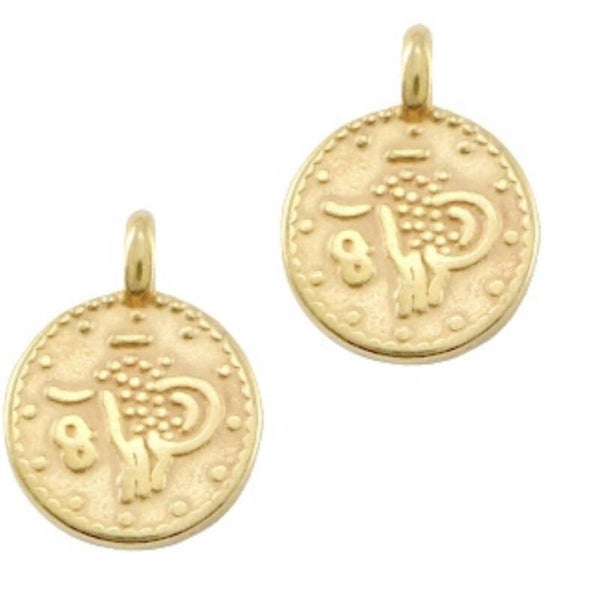 Metaal bedels DQ L etnisch 12mm rond Goud (nikkelvrij)