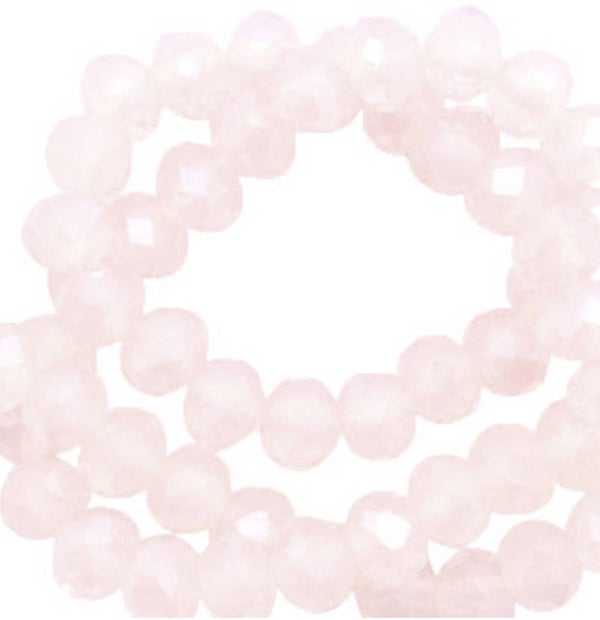 Facet kralen disc 6x4mm Seashell pink - Pearl shine coating 