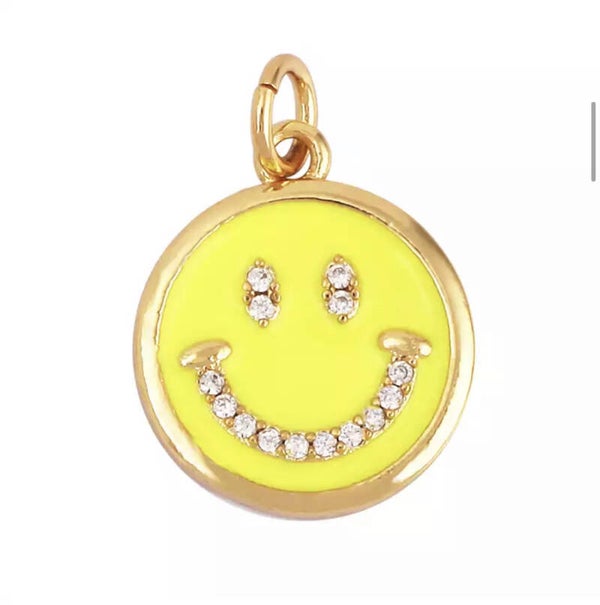 Smiley Zirkonia  bedel Gold Plated - Yellow