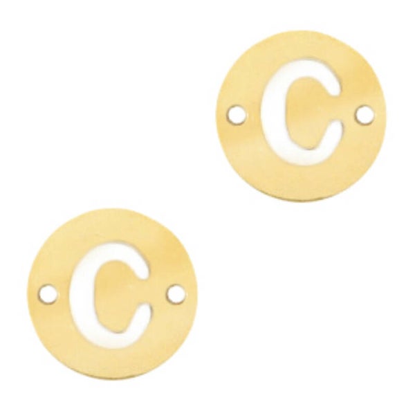 Stainless steel initial coin 10mm C goud