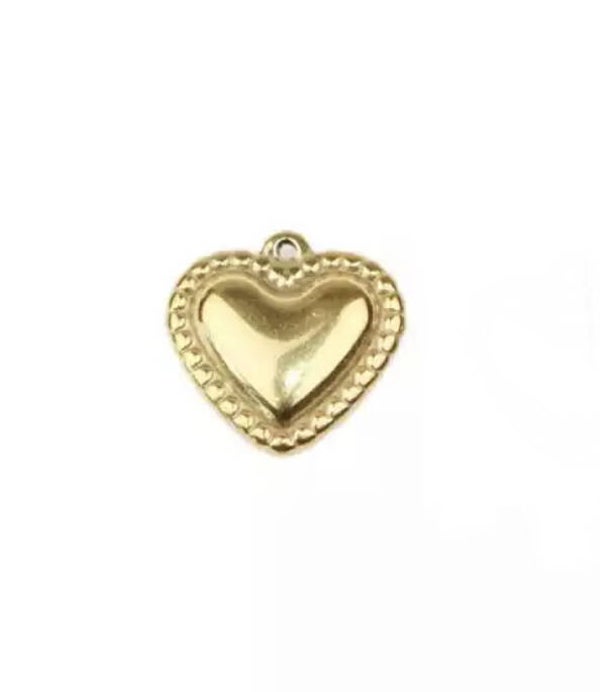 Stainless steel bedel Heart Goud 15mm