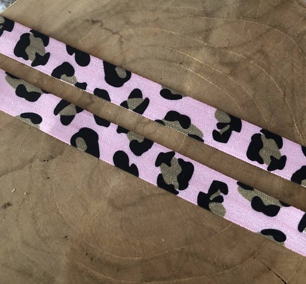 Ibiza elastisch lint pink leopard