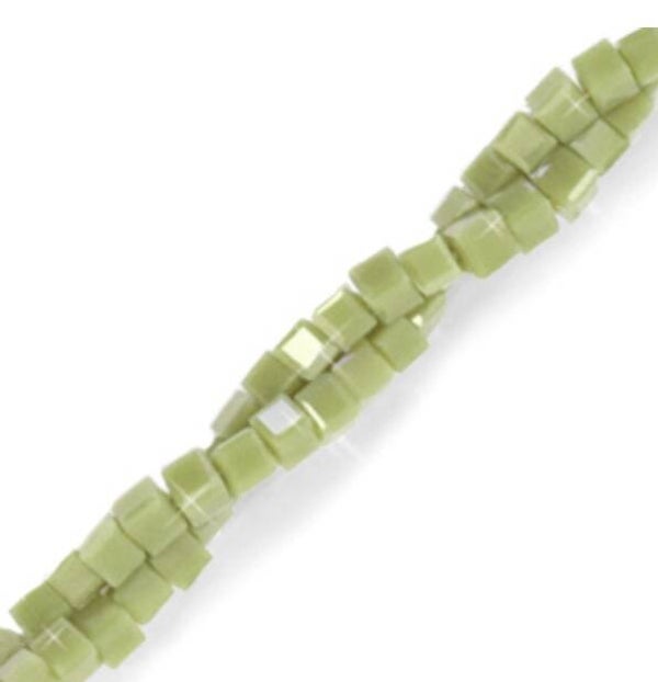 Facet kralen top quality cube 2x2mm Origano green-pearl shine coating