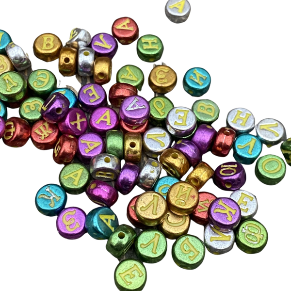 Letter kralen acryl metallic