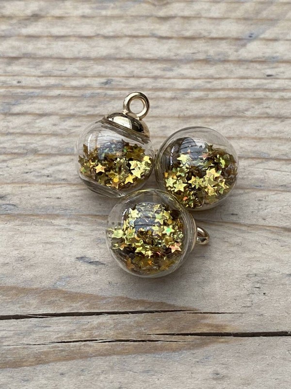 Bedel / hanger Glas - Goud met sterren Goud