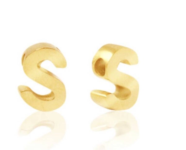 Stainless steel kraal / hanger Letter S goud