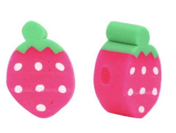 Polymeer kraal aardbei pink-green
