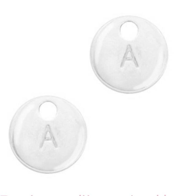 Metaal bedel initial A Antiek zilver (nikkelvrij)