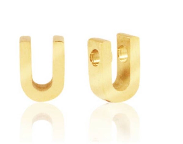 Stainless steel kraal / hanger Letter U goud