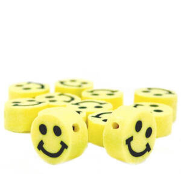 Polymeer kraal smiley Yellow