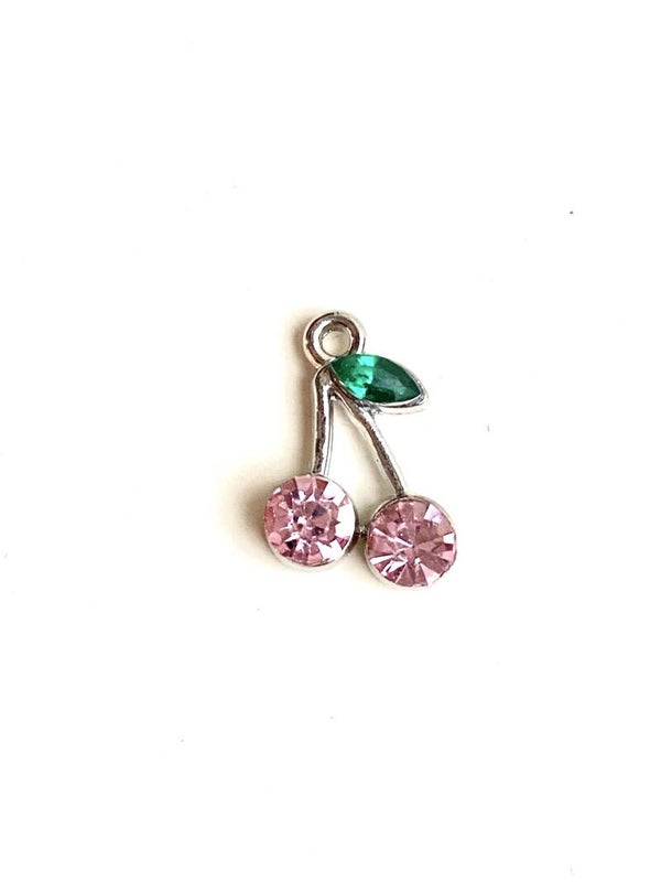 Bedel / hanger kers zilver / roze