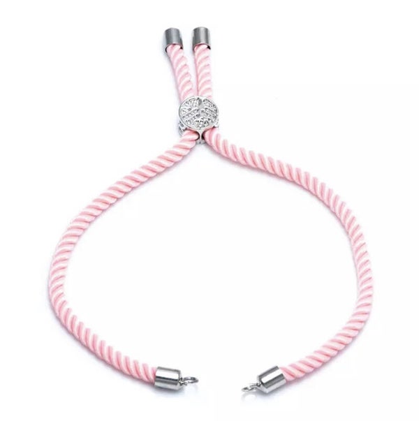 Armbandje voor tussenstuk, verstelbaar Roze - Zilver