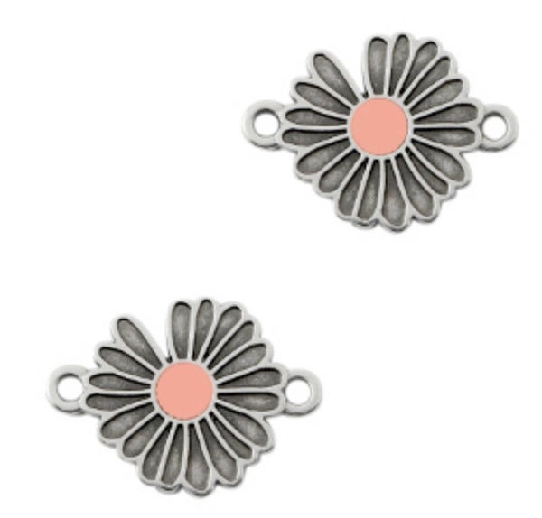 DQ tussenstuk Daisy zilver-pink