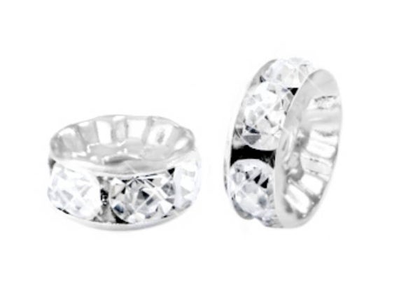 Strass disc kraal 6mm zilver crystal