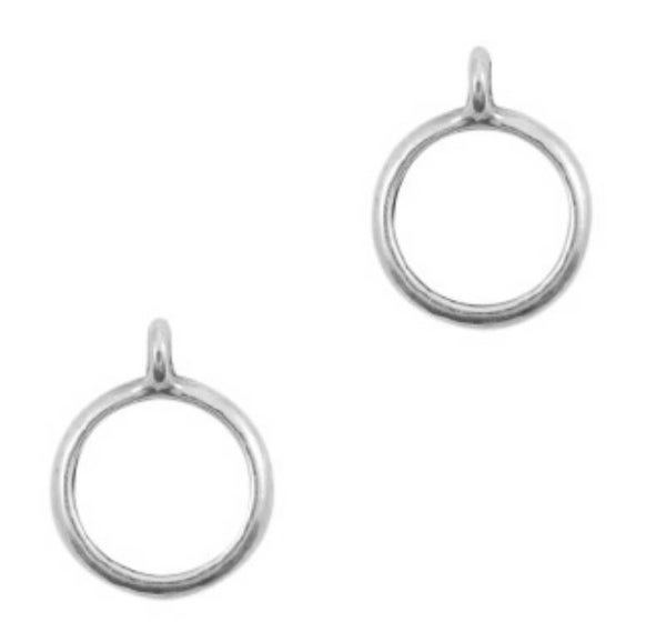 DQ ring met oog 16x13mm rijggat 2mm zilver