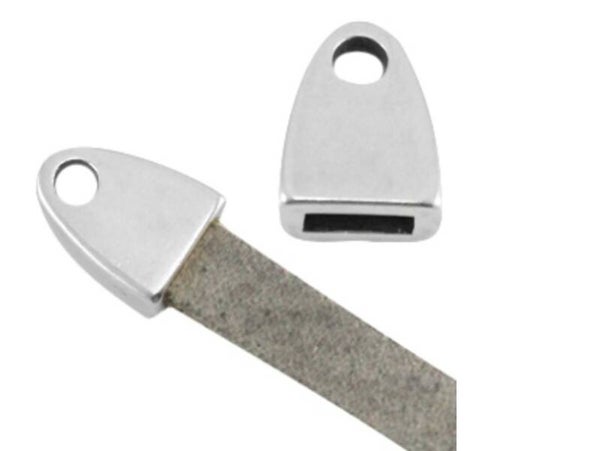DQ metaal eindkap met oog (voor 5mm plat leer) Antiek zilver (nikkelvrij)