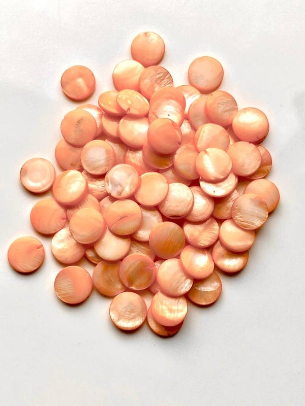 Schelp disc salmon pink / orange 12x2mm 