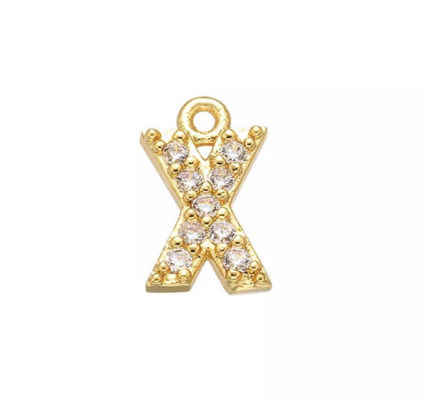 Bedel zirkonia goud letter X