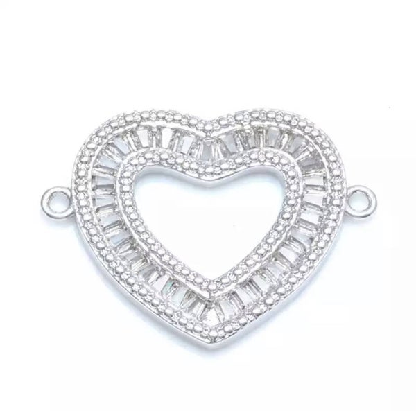 Zirkonia tussenstuk hart Zilver