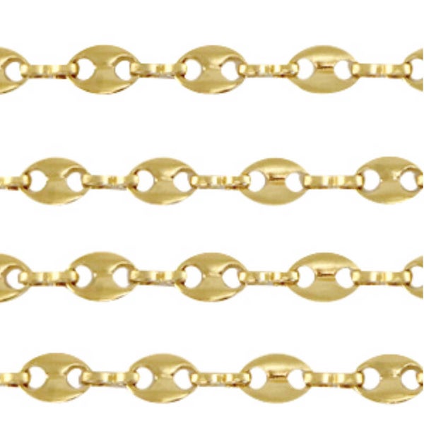 Stainless steel jasseron puffed mariner link chain goud
