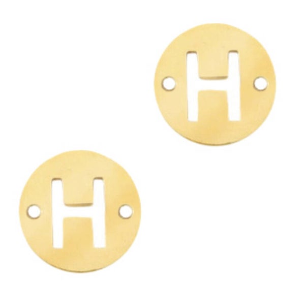 Stainless steel initial coin 10mm H goud