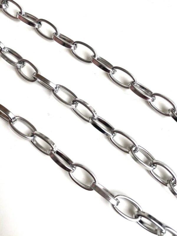 Stainless steel jasseron ovale schakel 7x13mm