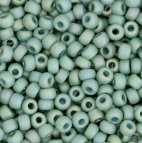 Miyuki Rocailles 3mm Opaque glazed frosted rainbow celadon green 8-4701