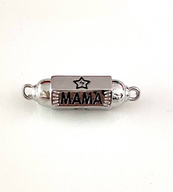 Message bead 2 ogen zirkonia Mama Zilver