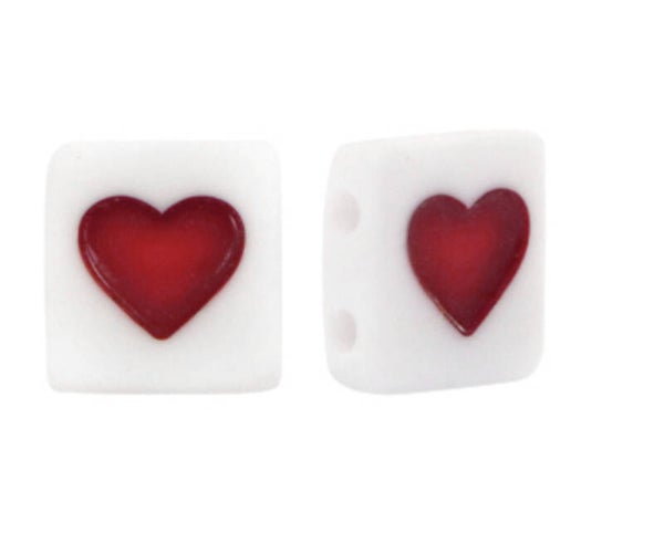Letterkralen Acryl square heart white - Red