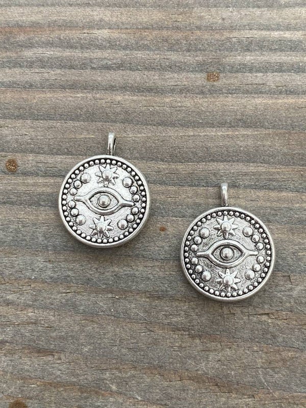 Bedel / hanger eye & stars zilver 