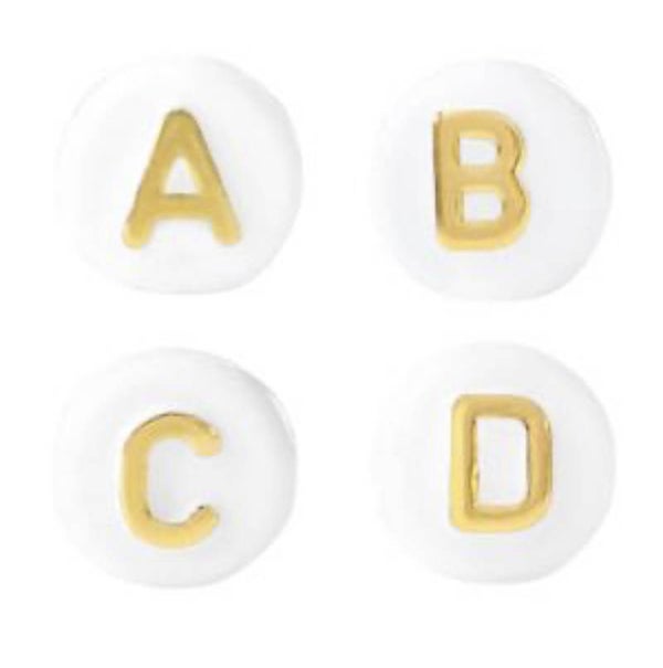 Letter kralen acryl 10mm Wit - Goud