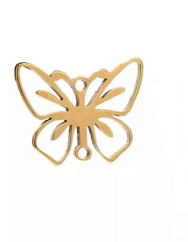 Stainless steel butterfly tussenstuk Goud