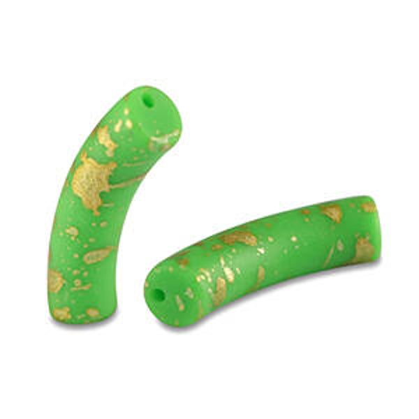 Acryl kralen Tube matt light green - Gold