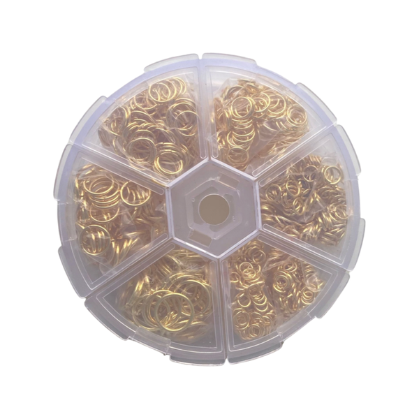 Voordeel doos buigringen nikkelvrij goud +/- 1000