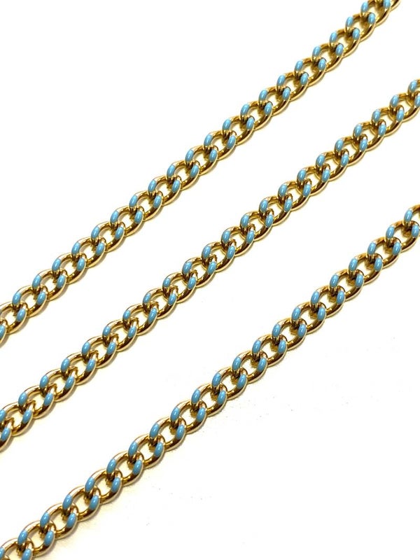 Jasseron 4,5mm Turquoise - Gold stainless steel