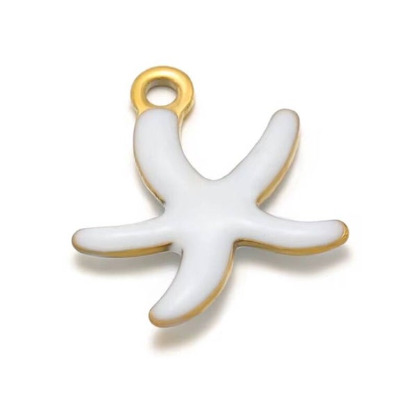 Stainless steel Zeester - wit goud