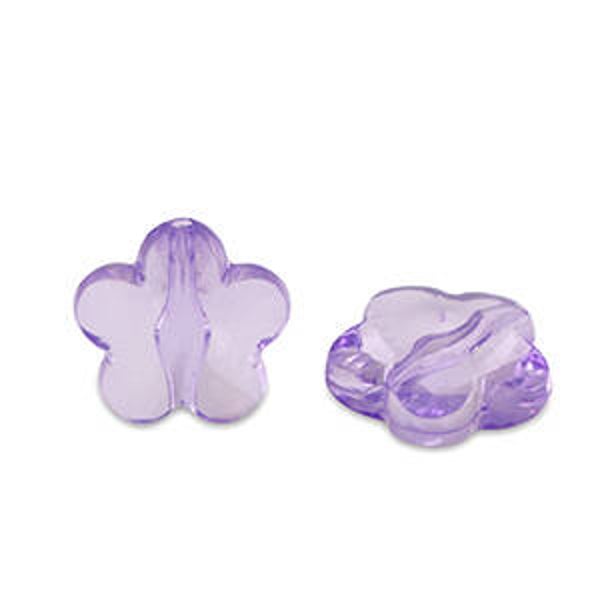 Acryl kralen flower Purple transparent