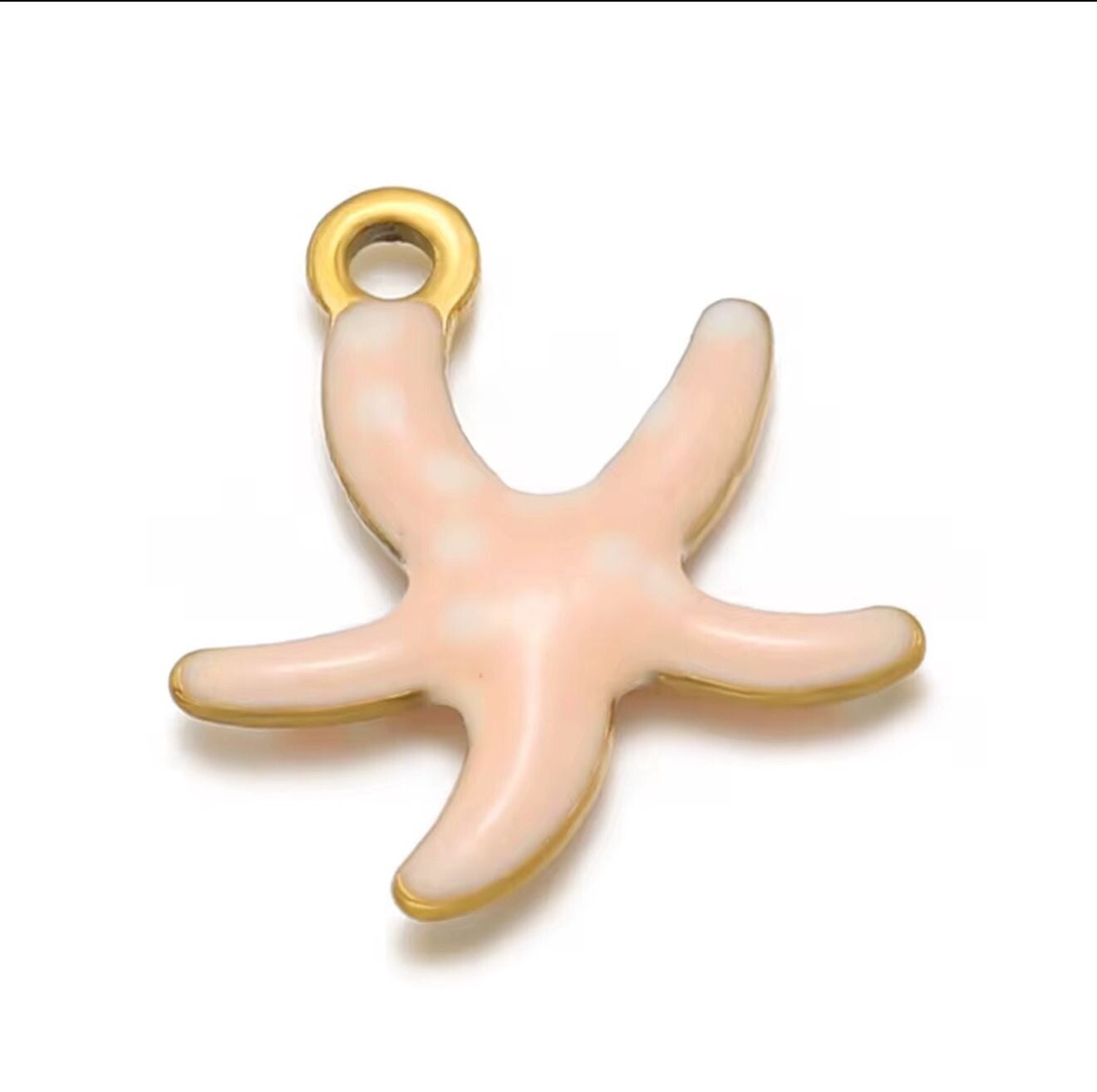 Stainless steel bedel zeester dots- oranje wit goud