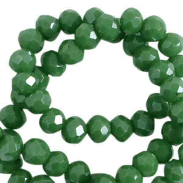 Facet kralen 4x3 mm cadmium green pearl shine coating