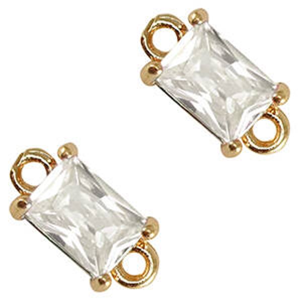 Crystal glas tussenstukje rectangle Crystal-gold